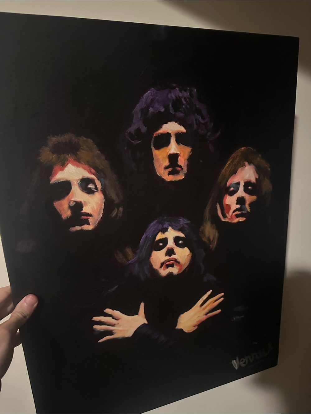 Queen Vintage-Style Freddie Mercury Art painting in Black 18x24 on canvas